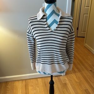 J.Crew relaxed collared sweater in stripe